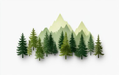Obraz premium Environmental Sustainability and Conservation in ESG Strategy. A serene landscape featuring lush green trees and majestic mountains in the background.