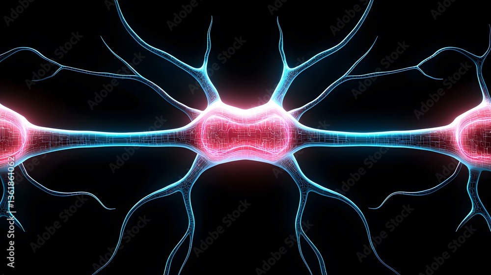Aufkleber the image shows a stylized representation of two neurons connected, their axons and dendrites depict