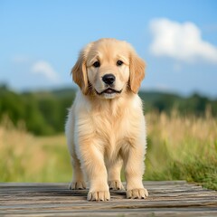 Golden Puppy in Field