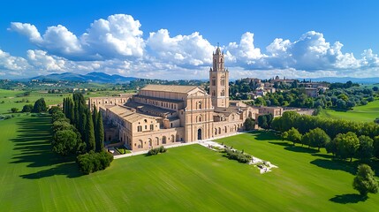 Obraz premium Tuscan Abbey Aerial View