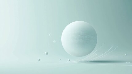 Abstract sphere, floating, light mint background, minimalist design