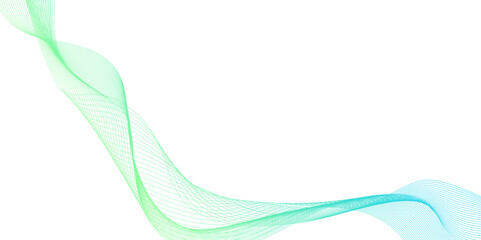 Abstract stylish green wave line background, transparent horizontal green wave on white colorful vector background, Isolated graphic design element, shining green wave lines pattern for banner.