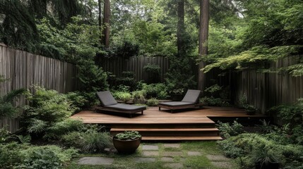 Obraz premium Serene Garden Oasis: A Tranquil Backyard Retreat