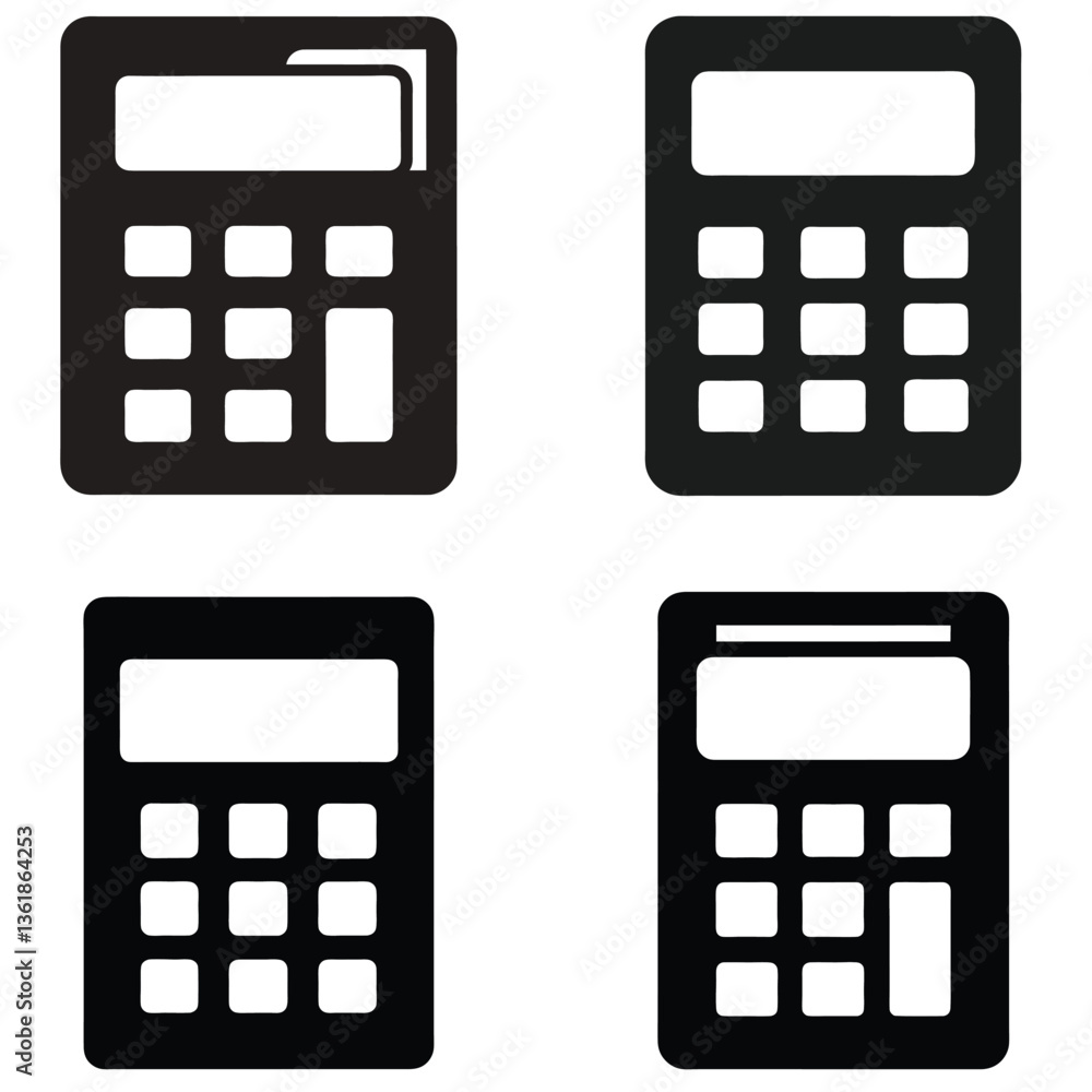 Poster digital mobile phone icons with a financial calculator display and keypad