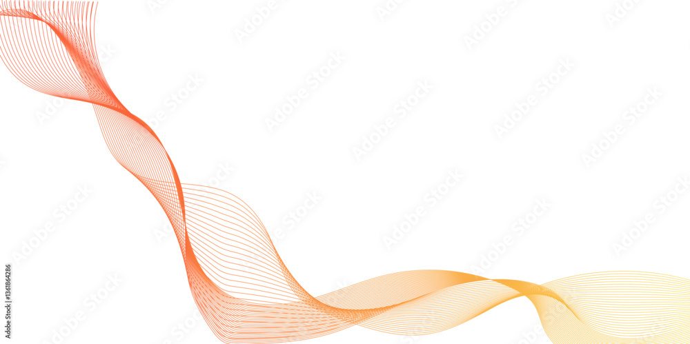 Poster abstract orange wavy line background, abstract white background with lines and smoke waves, elegant 