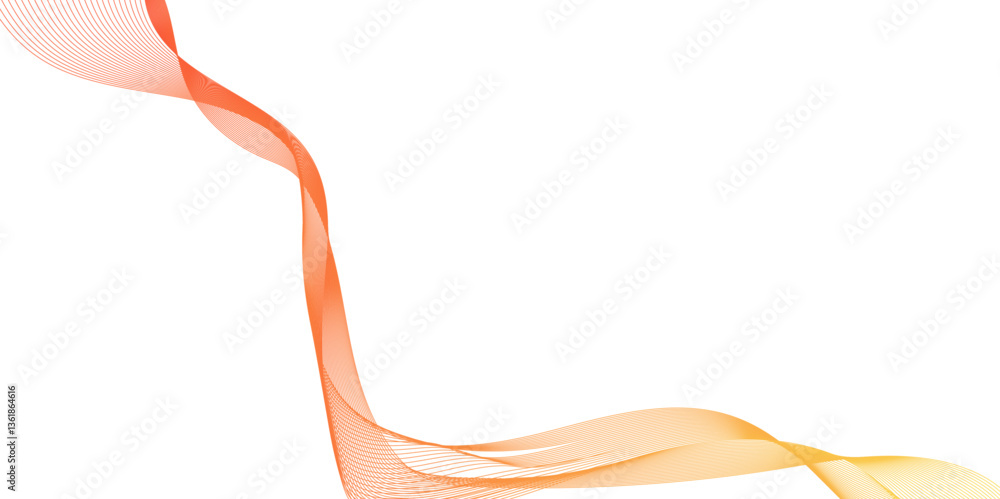 Poster abstract orange wavy line background, abstract white background with lines and smoke waves, elegant 