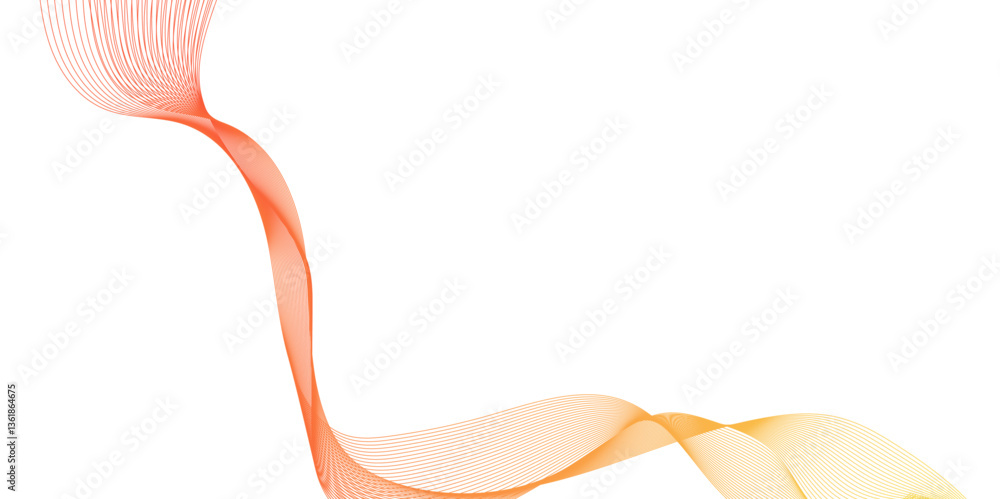 Poster abstract orange wavy line background, abstract white background with lines and smoke waves, elegant 