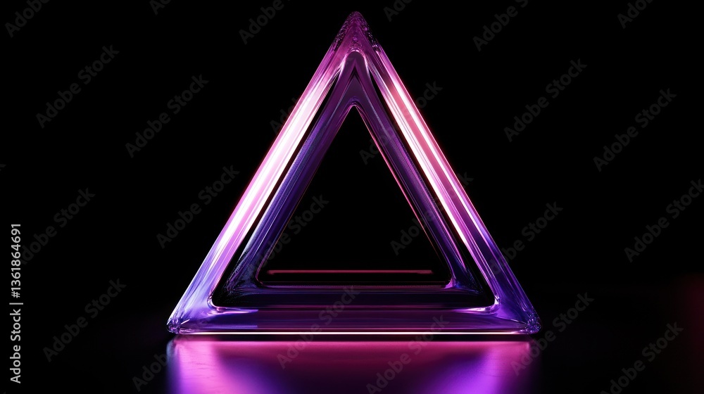 Aufkleber abstract glowing triangle shape on black background. possible use design element, modern art, digita