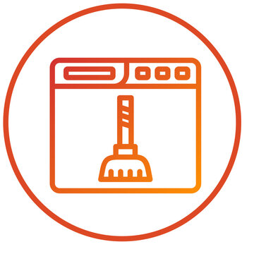orange browser window with broom icon clip art preview