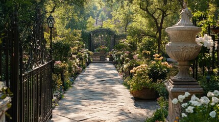 Serene Garden Path: A Tranquil Escape in a Lush Oasis