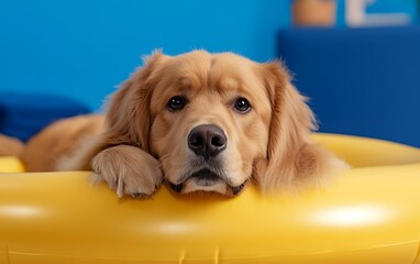 Golden Retriever in Pool Float