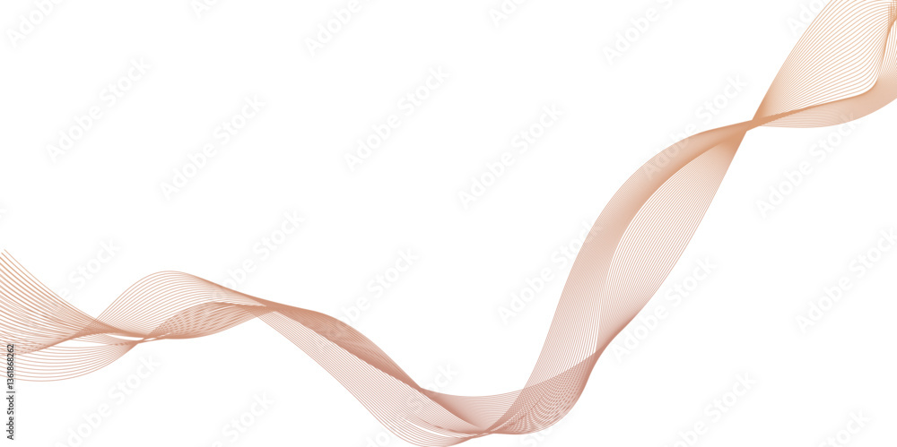 Fototapete abstract elegant flowing wave lines in soft warm tones on white background, digital frequency track 