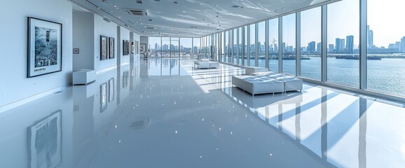 Fototapeta premium Modern gallery with city views