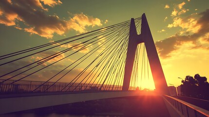 Obraz premium Bridge sunset view background for travel, architecture, or landscape photography