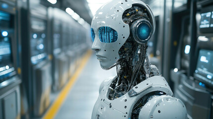 Fototapeta premium AI in autonomous scientific research, fully automated robotic labs making groundbreaking discoveries