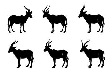 set of Oryx silhouette vector illustration