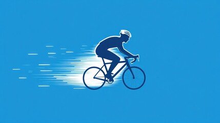 Cyclist silhouette in motion, fast speed, simple background. Possible use Sports illustration