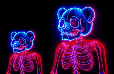 abstract illustration skull Ailuropoda melanoleuca transparent panda blue light hallowen © yayan