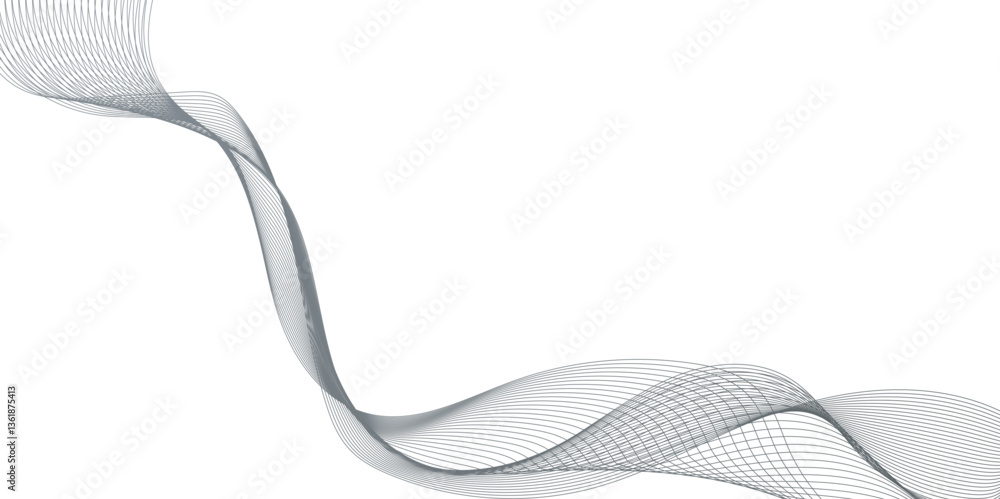 Fototapete abstract connecting dots and wave lines on a white background, element for design wave with lines cr
