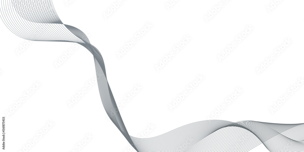 Fototapete abstract connecting dots and wave lines on a white background, element for design wave with lines cr