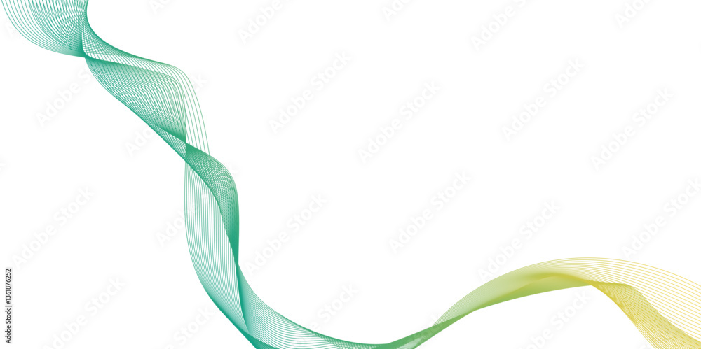 Fototapete abstract soothing flow wave line, abstract background with lines, smooth transparent lines in the form of a wave yellow green design, modern technology concept futuristic background.