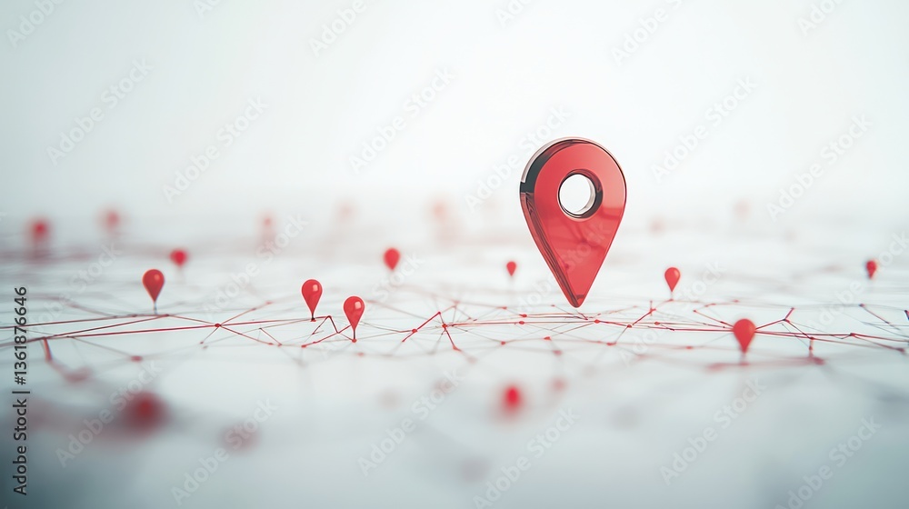 Poster 3d location marker on network. use illustrating gps, location services, or mapping concepts