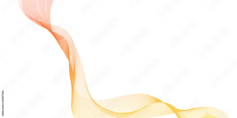 Poster abstract dynamic yellow color wave lines, elegant wavy lines set in a minimalist style on a clear ba