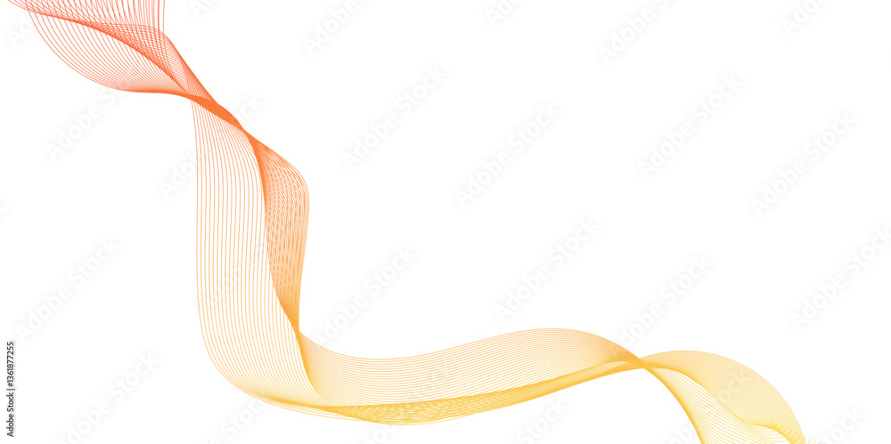 Poster abstract dynamic yellow color wave lines, elegant wavy lines set in a minimalist style on a clear ba
