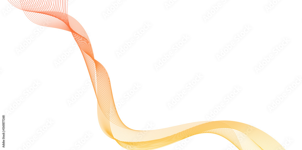 Poster abstract dynamic yellow color wave lines, elegant wavy lines set in a minimalist style on a clear ba