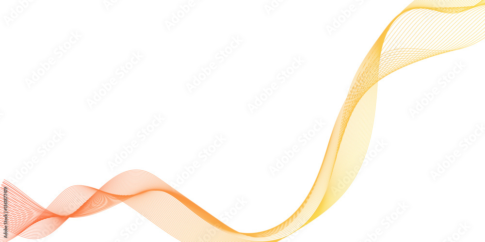 Poster abstract dynamic yellow color wave lines, elegant wavy lines set in a minimalist style on a clear ba