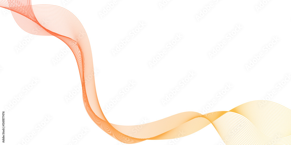 Poster abstract dynamic yellow color wave lines, elegant wavy lines set in a minimalist style on a clear ba