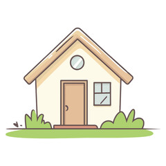 Flat vector illustration of a small house isolated on a white background