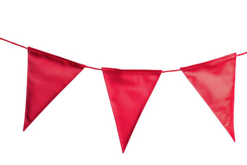 Red pennant banner flags decoration for party celebration on transparent background