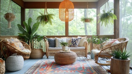 Serene Bohemian Porch Oasis: Relaxing Summer Vibes