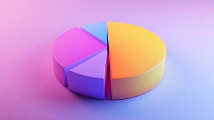 Obraz premium Colorful 3D pie chart on gradient background