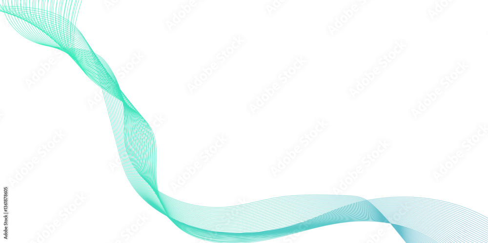 Fototapete Abstract green wave line element for design, perfect for background designs and digital art projects, Smooth transparent lines in the form of a wave, Abstract soft green wave pattern.