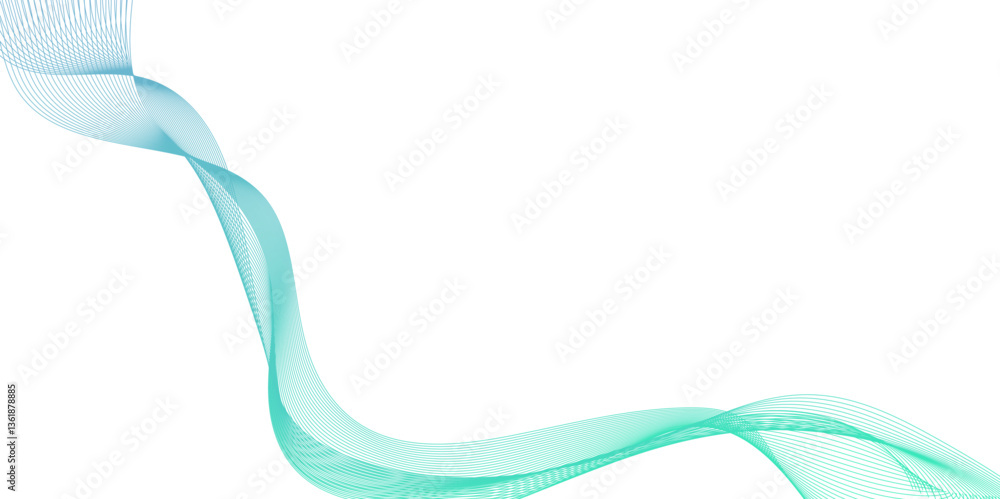 Fototapete Abstract green wave line element for design, perfect for background designs and digital art projects, Smooth transparent lines in the form of a wave, Abstract soft green wave pattern.