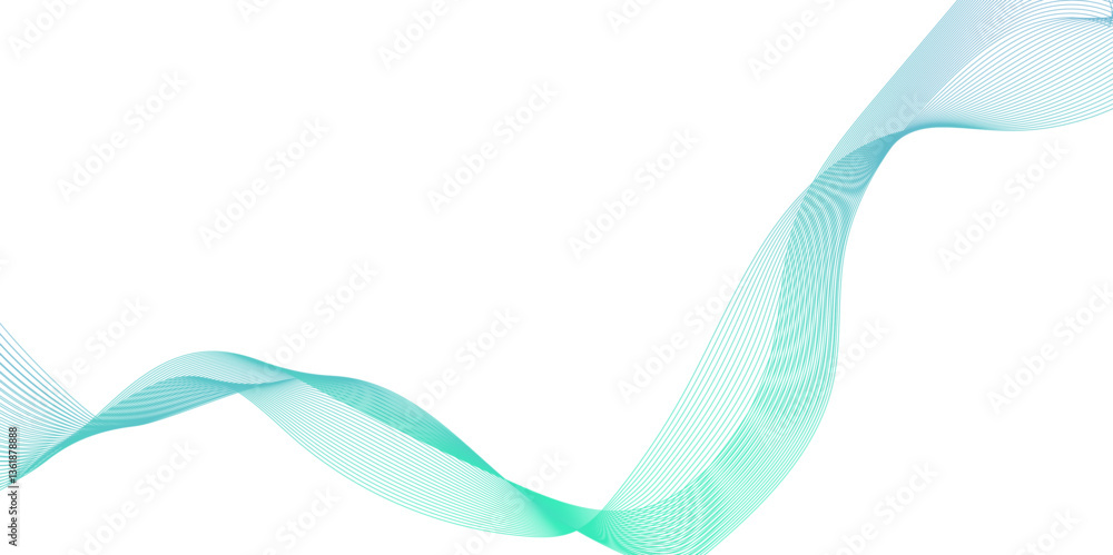 Fototapete Abstract green wave line element for design, perfect for background designs and digital art projects, Smooth transparent lines in the form of a wave, Abstract soft green wave pattern.
