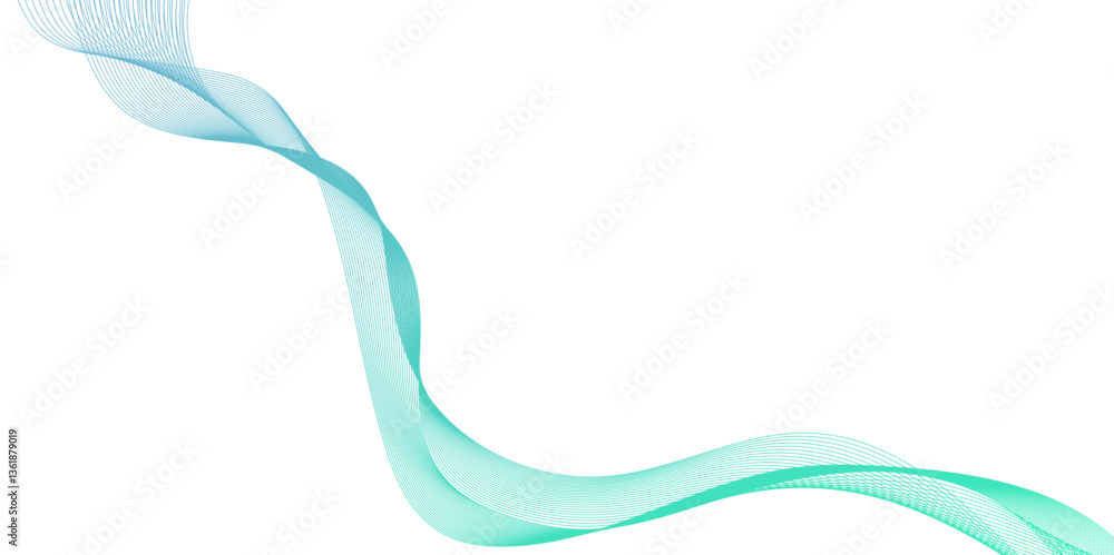 Fototapete Abstract green wave line element for design, perfect for background designs and digital art projects, Smooth transparent lines in the form of a wave, Abstract soft green wave pattern.