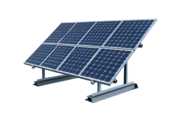 Solar panel array on a metal stand sustainable energy clean technology