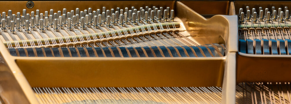 piano strings close up