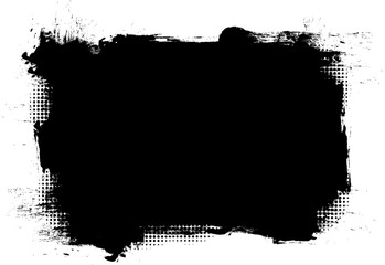 black ink brush painting banner label grunge graphic element