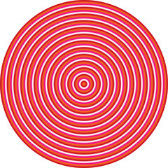 Visual effect created by red, orange, bright and pale pink circles getting progressively smaller