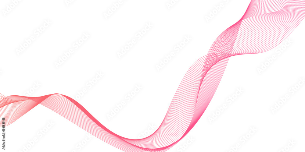 Aufkleber abstract light red pink line wave vector background wave line geometric technology, futuristic graph