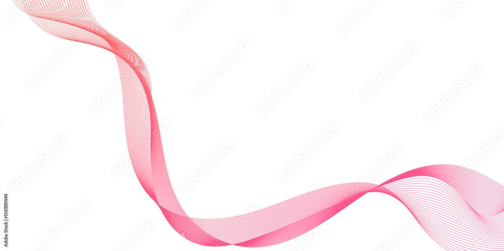 Aufkleber abstract light red pink line wave vector background wave line geometric technology, futuristic graph