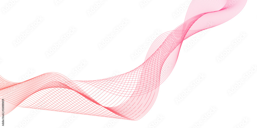 Aufkleber abstract light red pink line wave vector background wave line geometric technology, futuristic graph