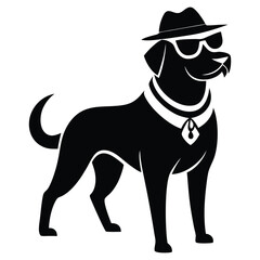 Cool Hipster Dog Silhouette, Stylish Rottweiler Vector Art for T-Shirts & Prints