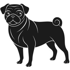 Obraz premium Pug Dog silhouette vector illustration