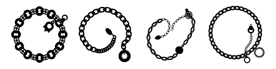 watch chains icon, watch chains silhouette vector illustration-simple silhouette illustration of watch chains, perfect for watch chains logos and icons