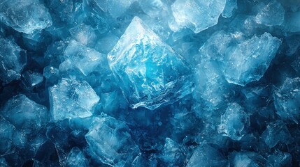 Close-up of blue ice cubes